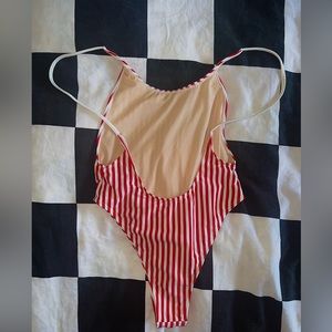 red/white striped Oui Oui swimsuit